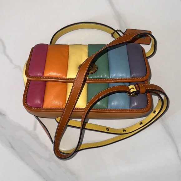 Coach Rainbow Quilted Leather Turnlock Shoulder Bag 20 (2021 Pride) - Picture 3 of 11
